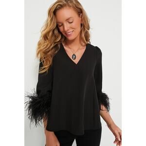 TUCKERNUCK Black Feather Easton Blouse Size M NWT Retail $198 Tuckernuck